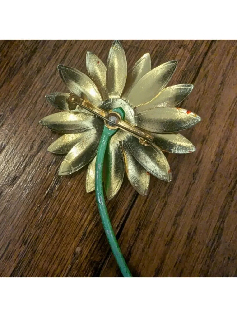Vintage Orange & Red Flower Brooch Made In Germany Mid Century Rare 3.5